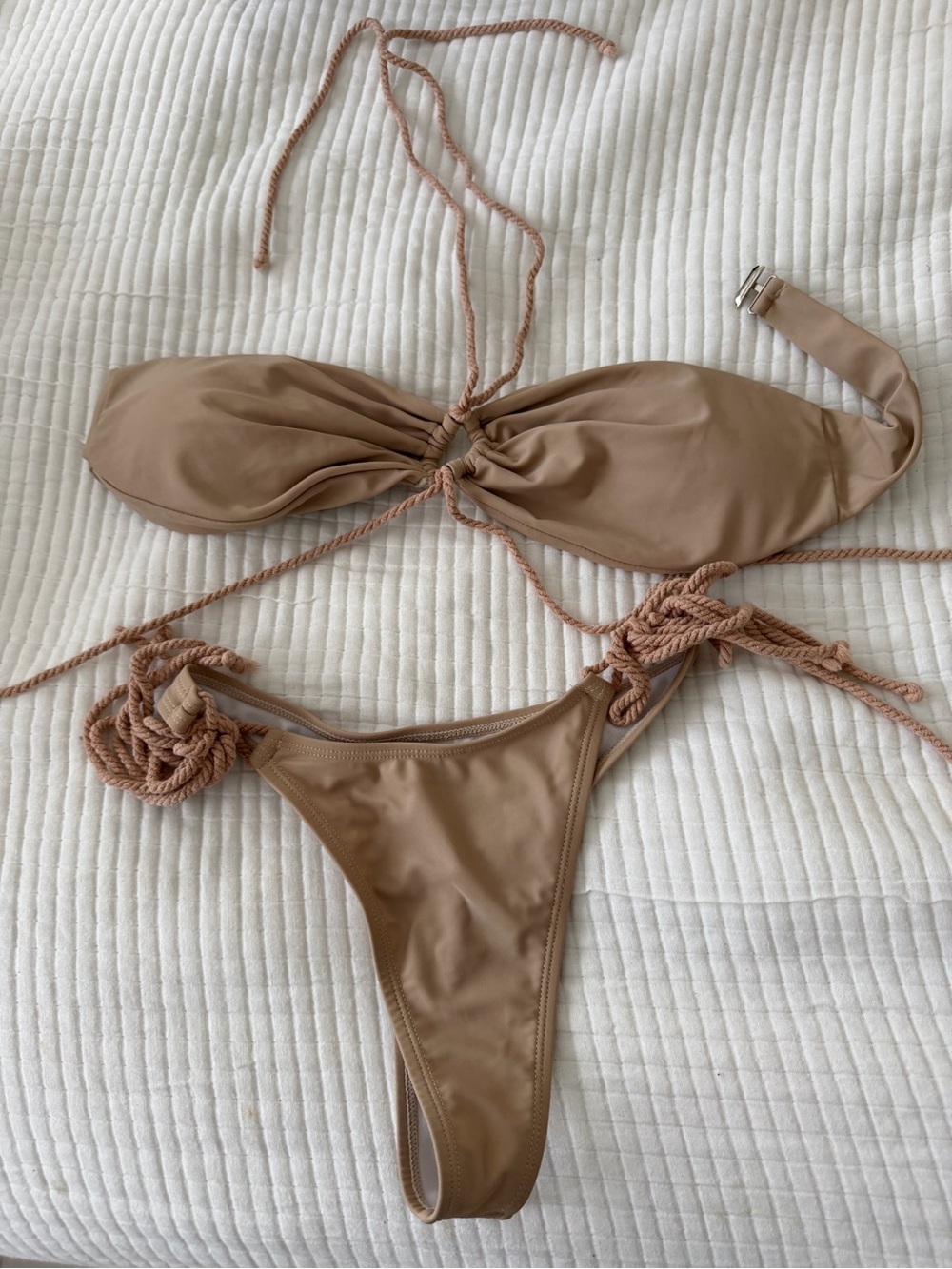 Tan bikini set with rope detail